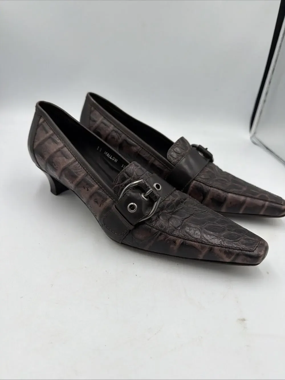 Donald Pliner Red Gator Leather Brown Shoe Heel 10 M